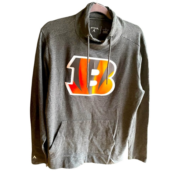 Cincinnati Bengals Antigua Drawstring Sweatshirt - Dark Grey, Large - Unisex‎ - Picture 1 of 5